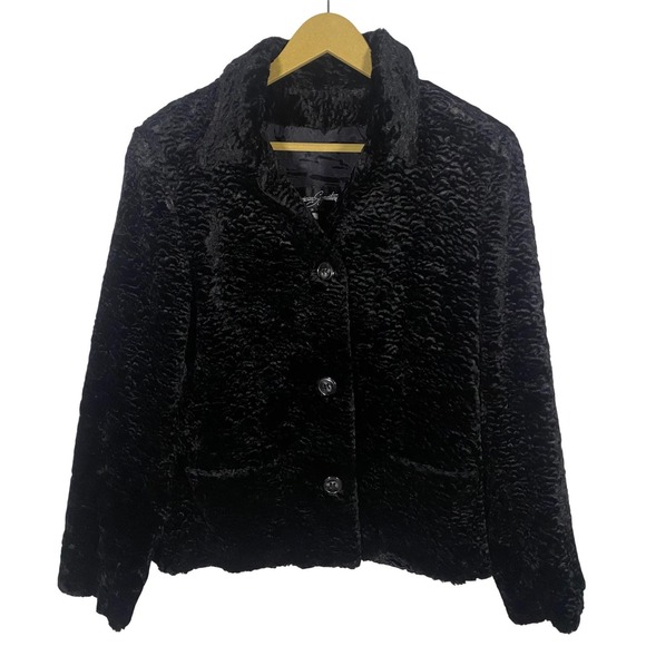American Signature Jackets & Blazers - Vintage Black‎ Crushed Textured Velvet Jacket Blazer Small Goth Dark academia
